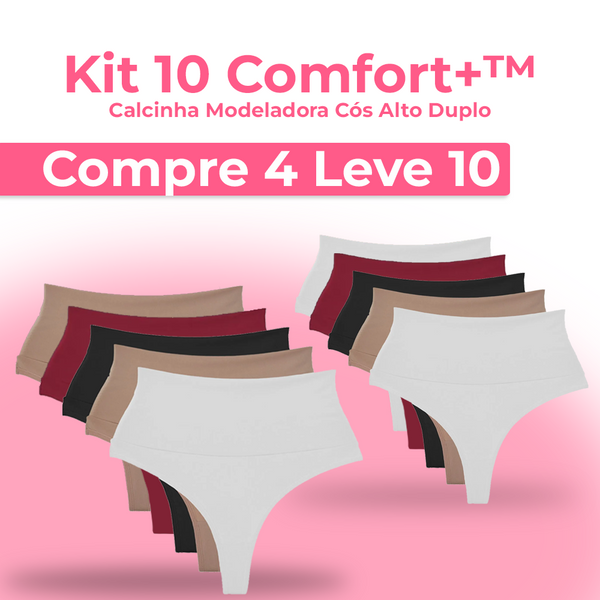 Kit 10 Calcinha Comfort+™ | Calcinha Modeladora Cós Alto Duplo: O Segredo para uma Silhueta Perfeita